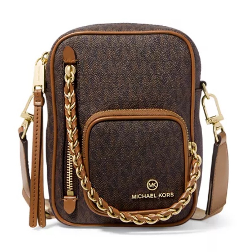 Michael Kors Crossbody Bag ~ Camera Bag ~ Elliot Brown Small Logo Cross Bag NWT - Picture 4 of 13